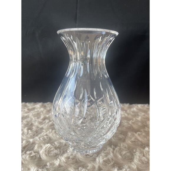 Stuart Crystal Shaftesbury Pattern Flower Vase Clear Marked 6.25” - Picture 1 of 6